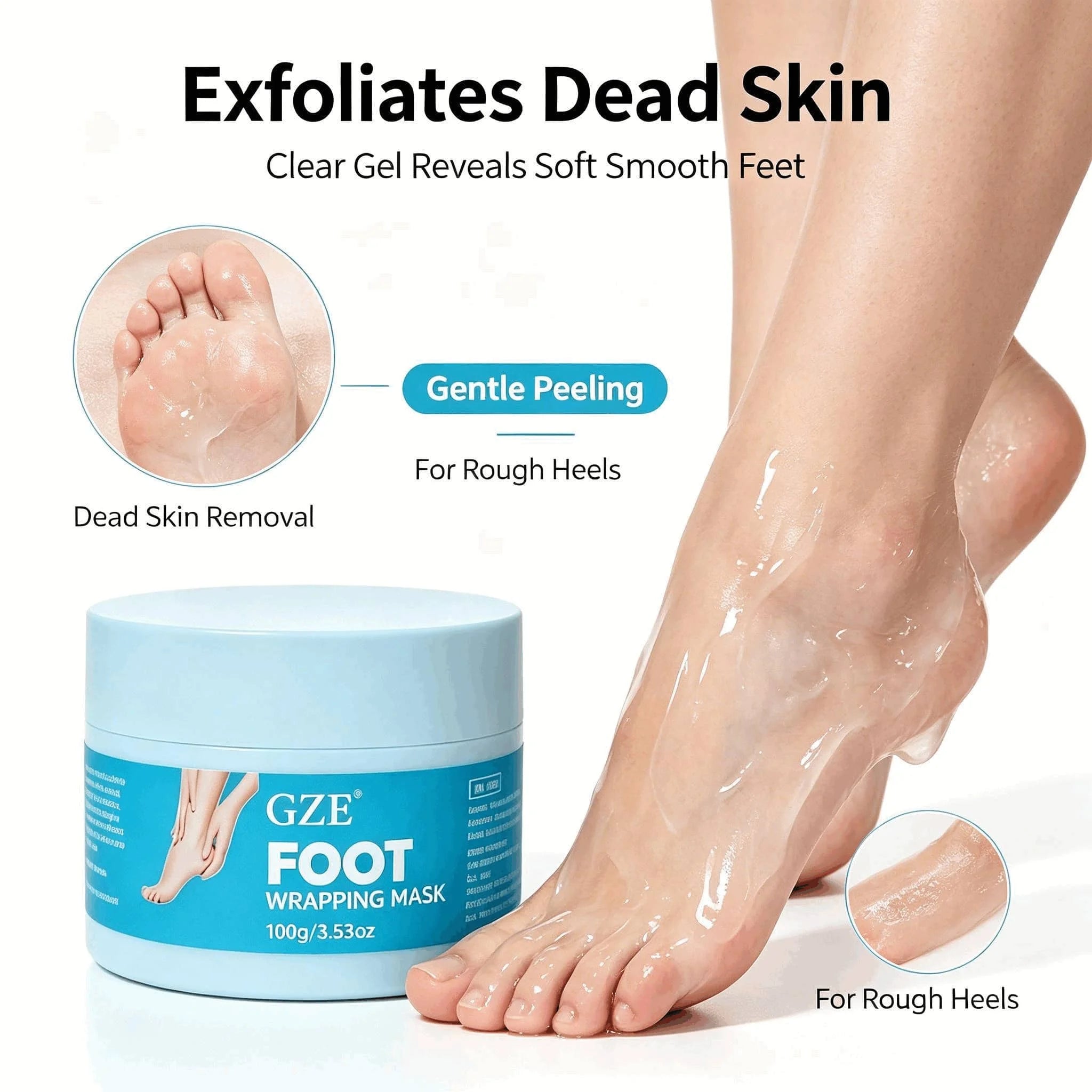 GZE Peel Off Foot Wrapping Mask, Exfoliating Hydrating Foot Peel Mask, Remove Dead Skin Calluses, Repair Cracked Rough Dry Heels Qme