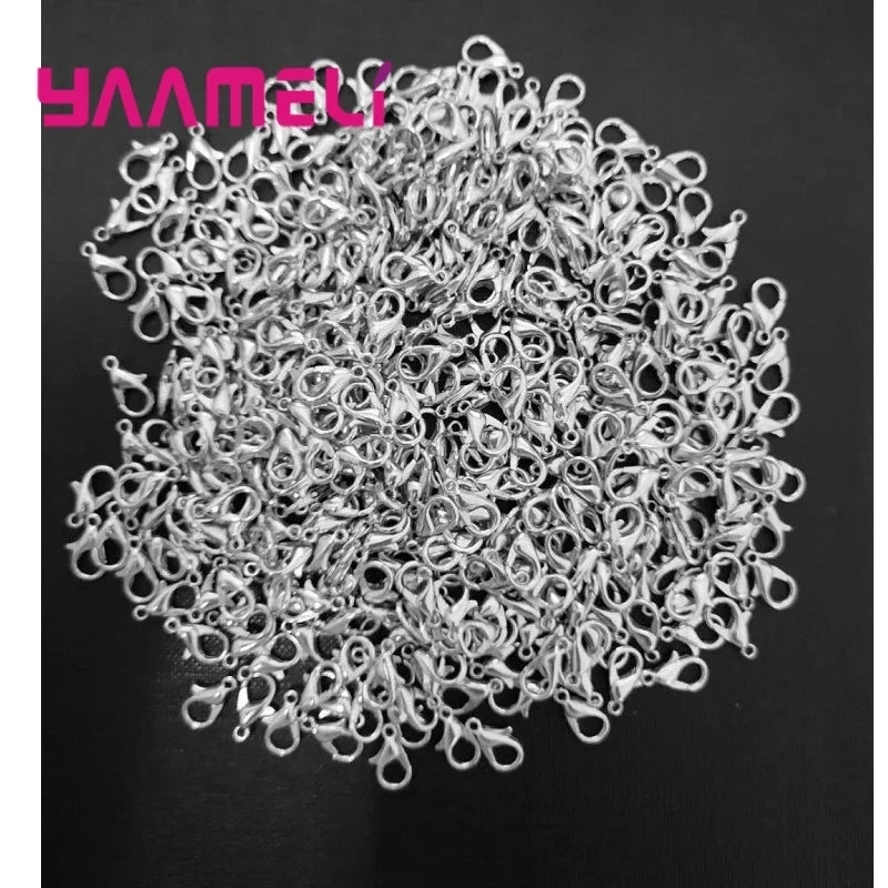 Wholesale 100PCS Bulk Jewelry Findings Genuine 925 Sterling Silver Color Lobster Clasp Fittings Connector Components Qme
