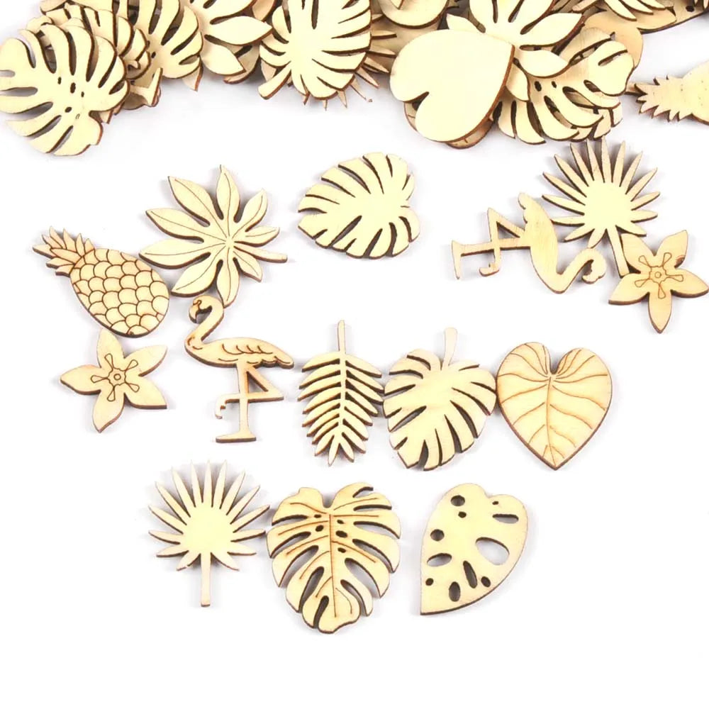 25Pcs Banana Leaf/Pineapple/Flamingo Wooden Crafts For DIY Supplies Handmade Scrapbooking Accessories Ornaments Home Decor c3294 Qme Default Title