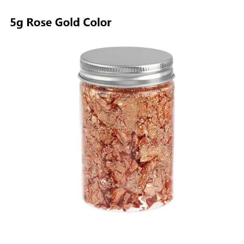 2 5 Metallic Foil Flakes Gold Colorful Alloy Arts Nails Painting DIY Qme 5g Rose Gold Color