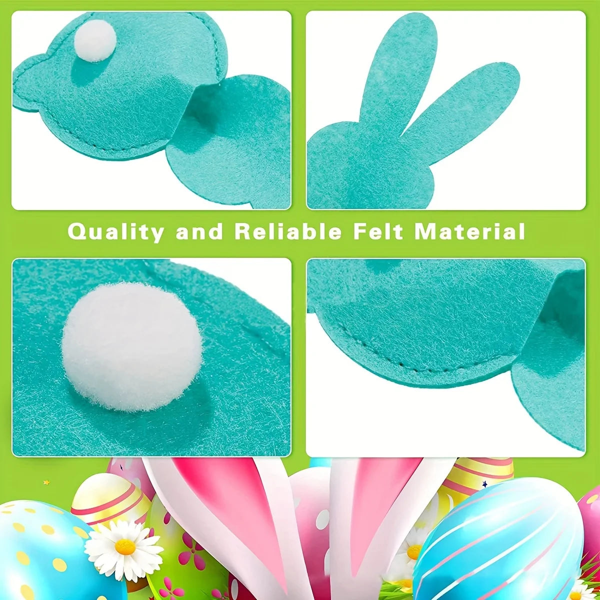 4Pcs felt tableware rack bag, creative Easter thickened felt cute rabbit tableware knife and fork storage party table decoration Qme