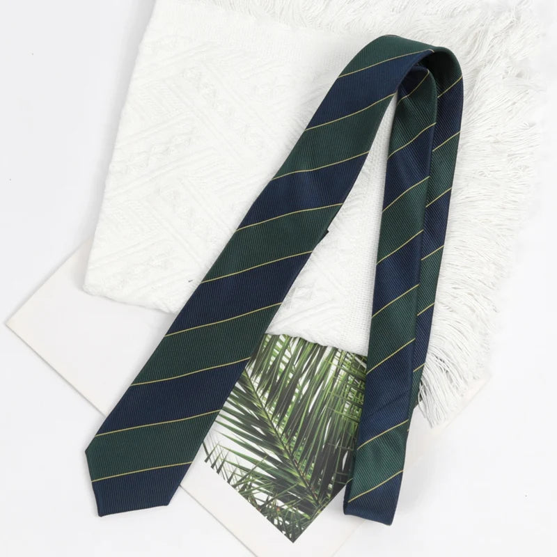 Ties Men Women Fashion Wholesale Dark Green Navy Blue Stripe Male Qme