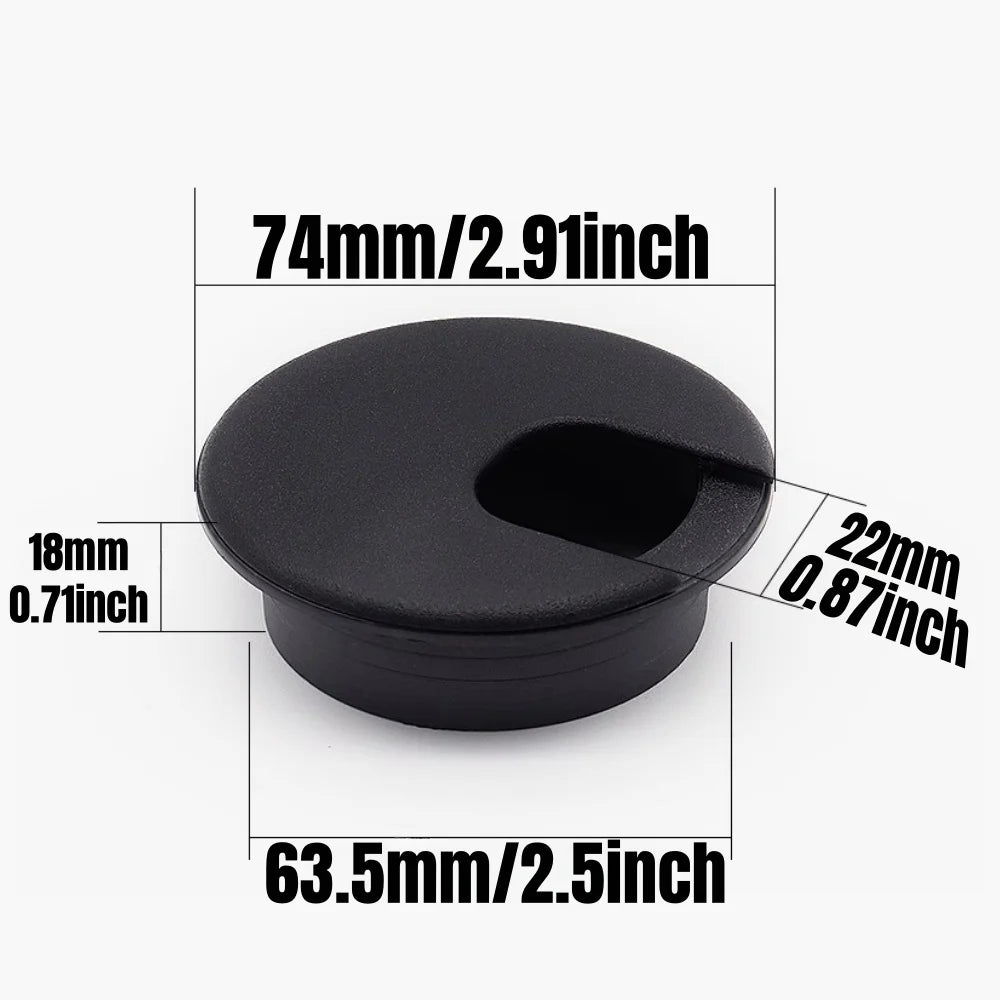 Plastic Wire Hole Cover 1.5/2/2.5 Inch Table Outlet Cable Passing Threading Box Cover Round Office Furniture Desk Organizer Qme Black 2.5 Inch