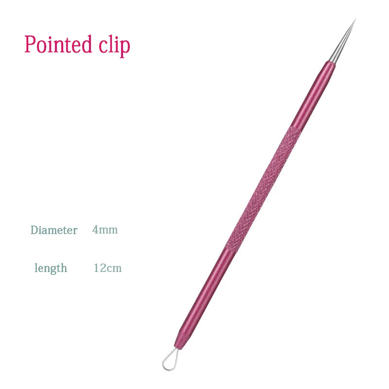 Ultra-fine Acne Pimples Blackhead Clip Tweezers Beauty Face Skin Care Cleaning Blackhead Remover Kit Acne Needle Hook Tool Qme Pointed