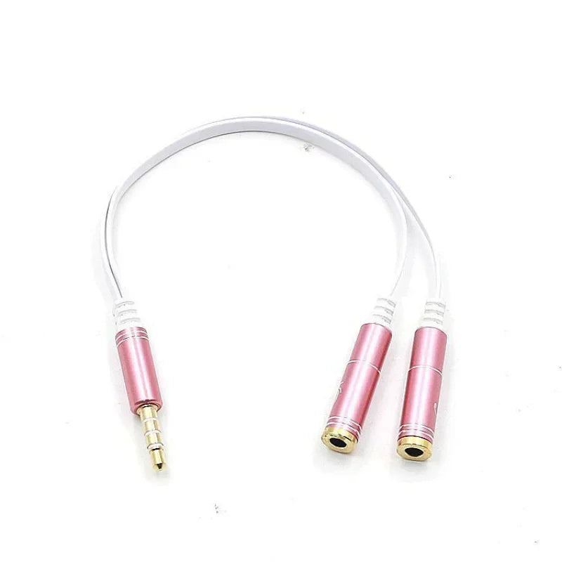 5pcs 3.5 One Point Two Earphone Microphone Audio Cable Audio Splitter One for Two Couple Line Earphone Adapter Cable Qme