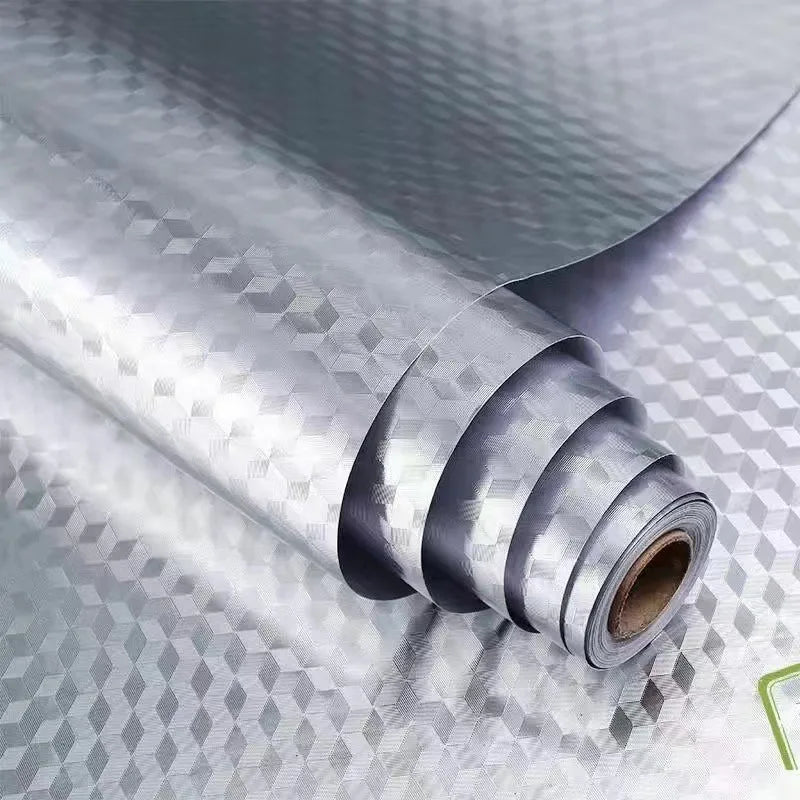 Silver Self Adhesive Temperature Resistance Wallpaper Waterproof Oil Qme