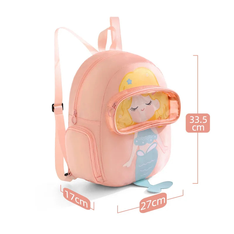 A Children's backpack sports backpack cartoon dry wet separation shoe compartment storage bag cute large capacity swimming bag Qme Pink Mermaid
