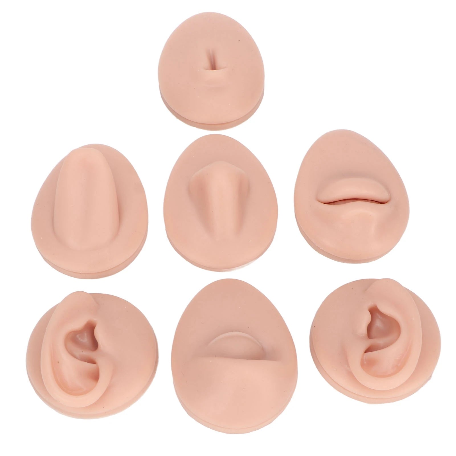 Silicone Eye Model Silicone Body Practice Model Simulation Silicone Ear Eye Nose Mouth Tongue and Belly Button Model for Novice Qme B