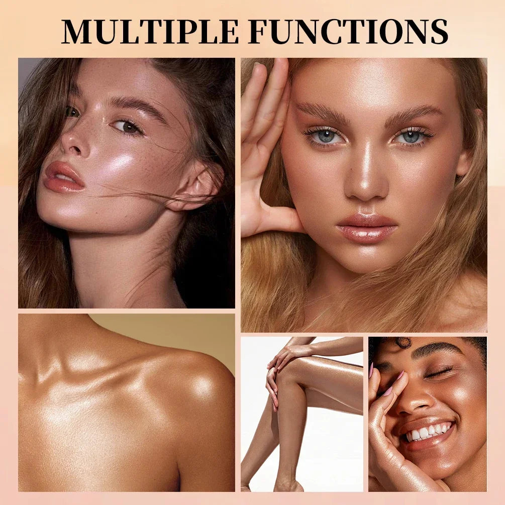 QIBEST Glowy Highlighter Stick Shimmer Finish Waterproof Lasting Bronzer Stick Easy Blend Face & Eye Contour Body Highlighter Qme