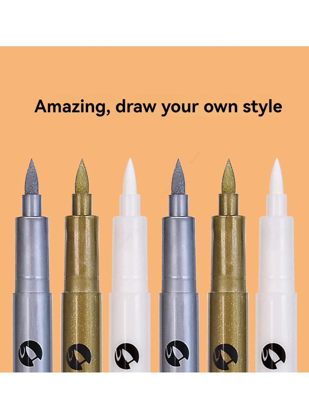 Metallic Marker Pen White/Gold/Silver Waterproof Permanent Paint Marker Pen for Rock,Mug,Ceramic,Glass DIY Painting Supplies Qme