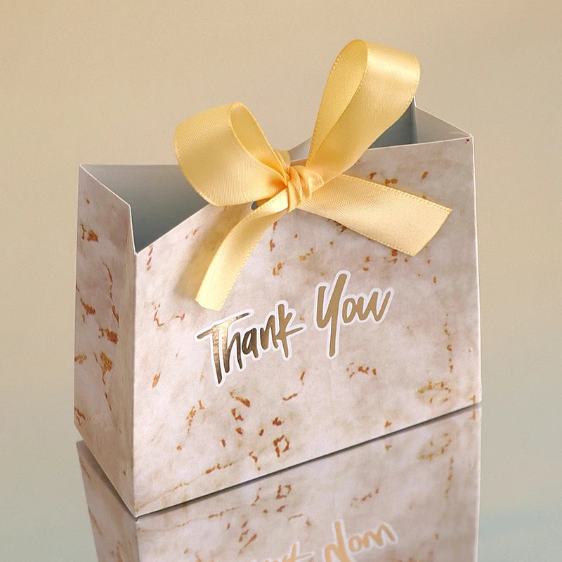 10 Mini Gift Boxes/Gift Bags with Gold Ribbon and Thank You Text Design, Available in Various Colors, Perfect for Wedding Favors, Mother's Day, Father's Day Party Gifts, and Small Gifts, as Well as Birthday, Gender Reveal, Gr Qme 10Pcs Marble(Dls) Other Other