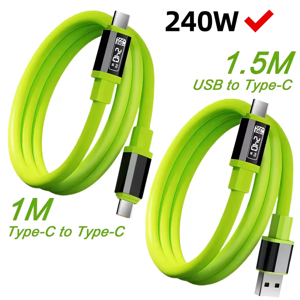 Universal 240W High Power Type-C Charging Wire USB To USB-C 6A Super Fast Charge Data Transfer Cable For Xiaomi iPhone Samsung Qme