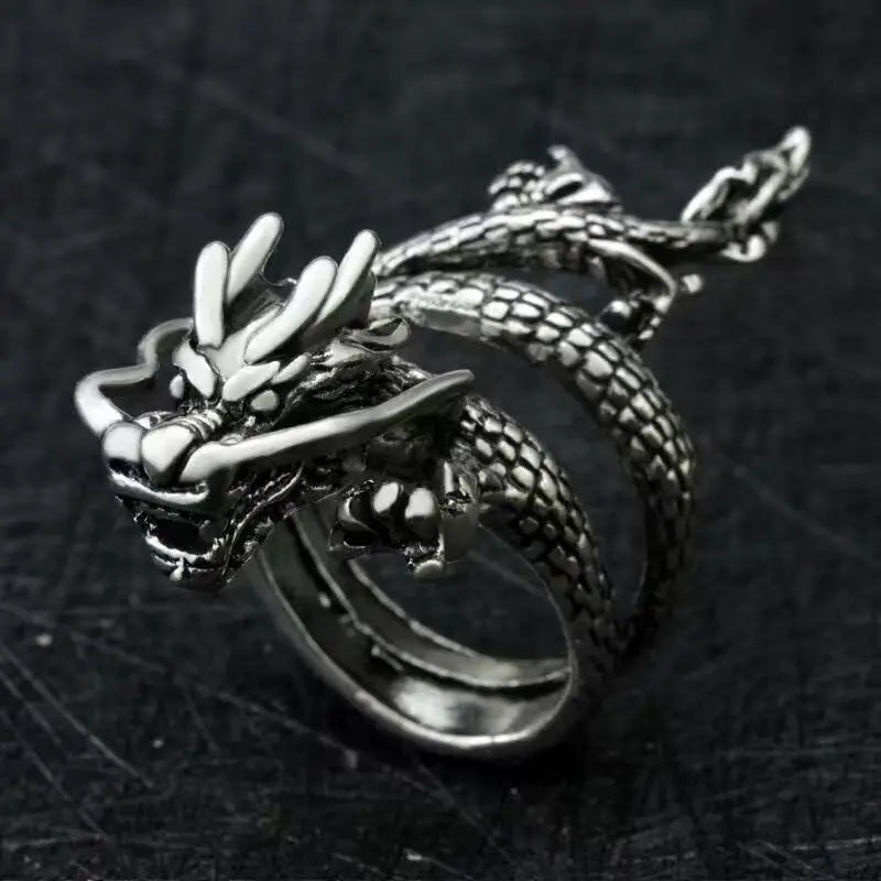 Punk Goth Titanium Steel Dragon Claw Halloween Skull Ring Hot Selling Men's Domineering Opening Rock Animal Jewelry Qme resizable 3