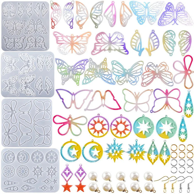 Butterfly Pendant Epoxy Resin Mold Earring Casting Silicone Mould for DIY Keychain Necklace Craft Jewelry Making Supplies Qme