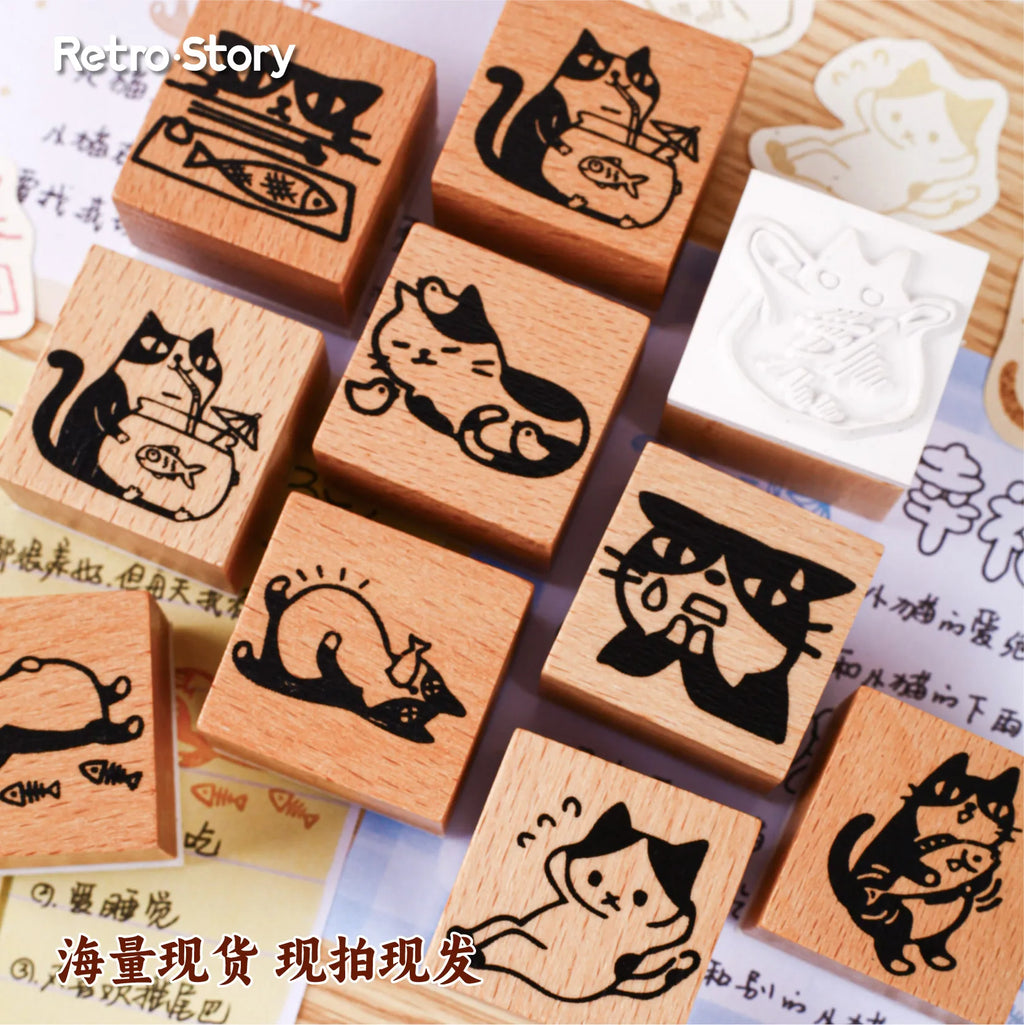 1pc Alphabet Stamps Vintage Wooden Rubber cute pet Stamp Set Stationery Seal Stamping For Card Making Planner Scrapbook Qme