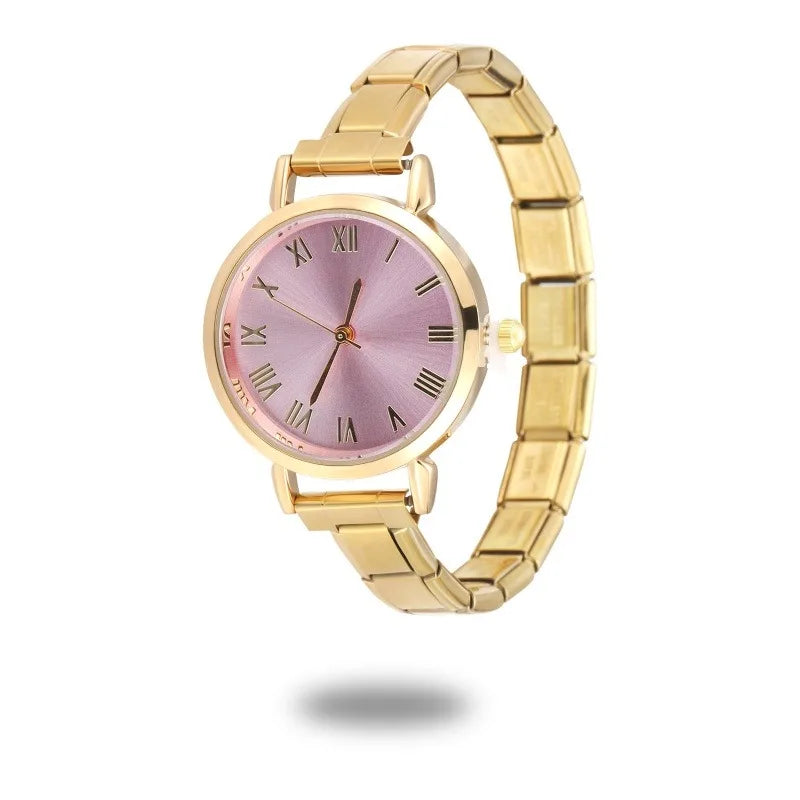 2026 Golden Round Watch Men Women Width Italian Elastic Charm