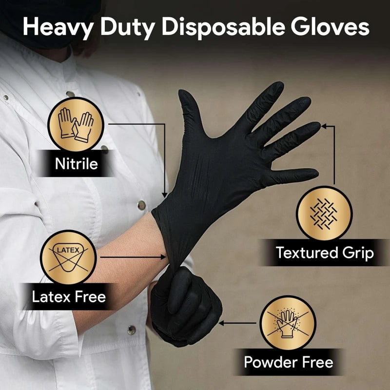 100PCS Disposable Nitrile Gloves Food Grade Waterproof Latex-free Elastic Exam Gloves for Home Kitchen Cleaning Qme