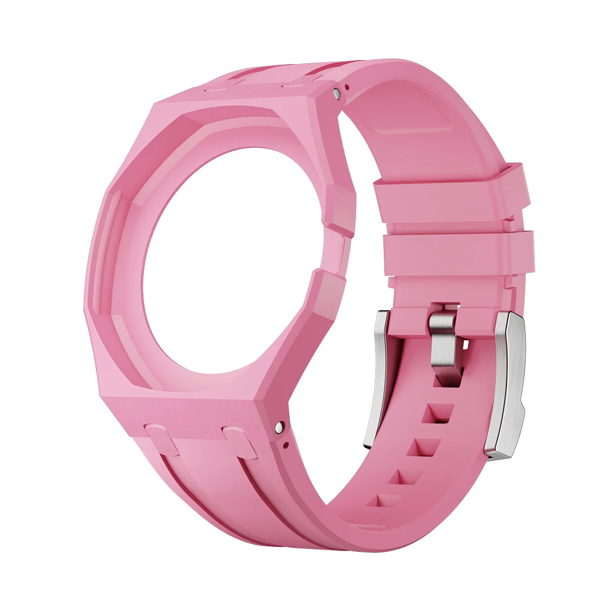 2 In 1 Strap + Case for Swatch x AP Royal Pop Pocket Watch Change to Wristwatch Ceramic+Silicone Band Wrist Strap Accessories Qme 1.Pink-3.0