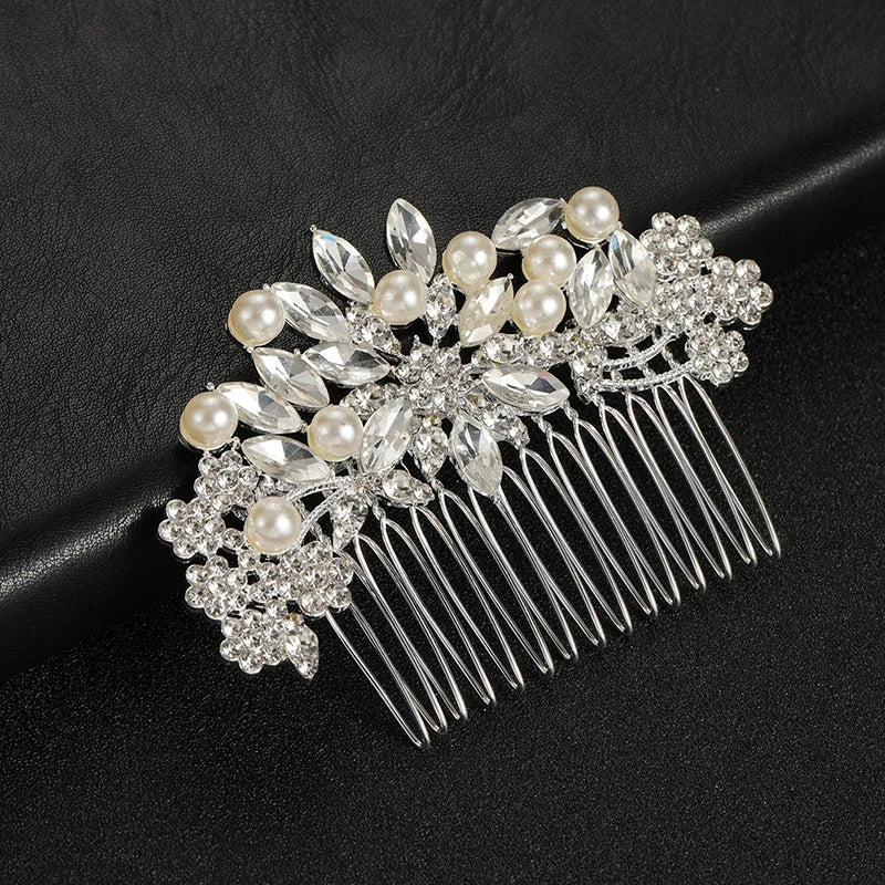 Rhinestone Pearl Bride Wedding Hair Comb Side Bridal Clips Qme
