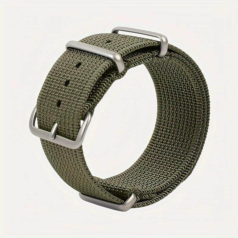Nylon Watch Strap 22mm Canvas Replacement Watch Band Stainless Steel Buckle Waterproof Sports Wristband For Men Women Watches Qme Army green
