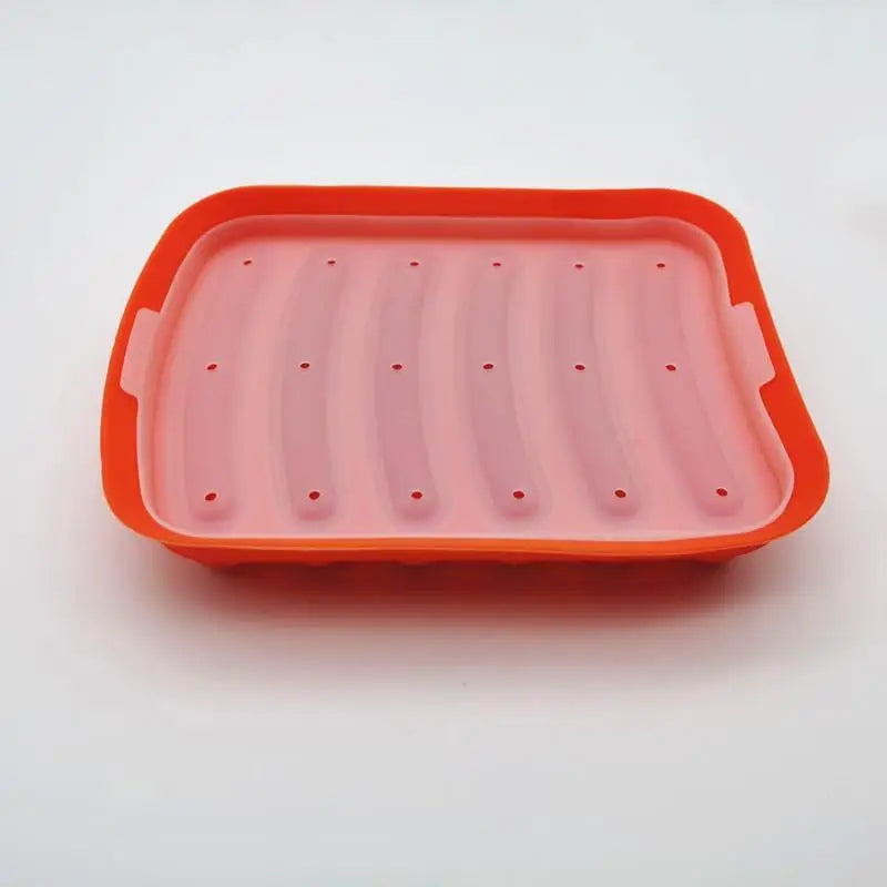 Sausage Maker Mould 6 Cavity Silicone DIY Ham Hot Dog Making Moulds With Lid Household Sausages Cake Baking Tool Molds Qme Orange