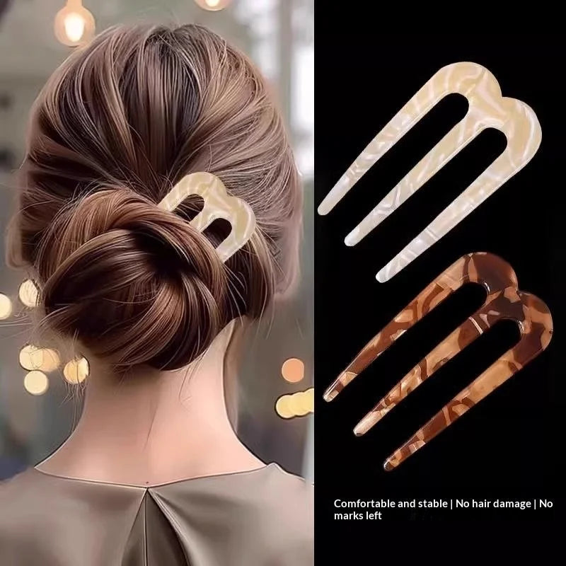 French Hair Pins Women U Shaped Forks Vintage Hairstyle Accessories Qme