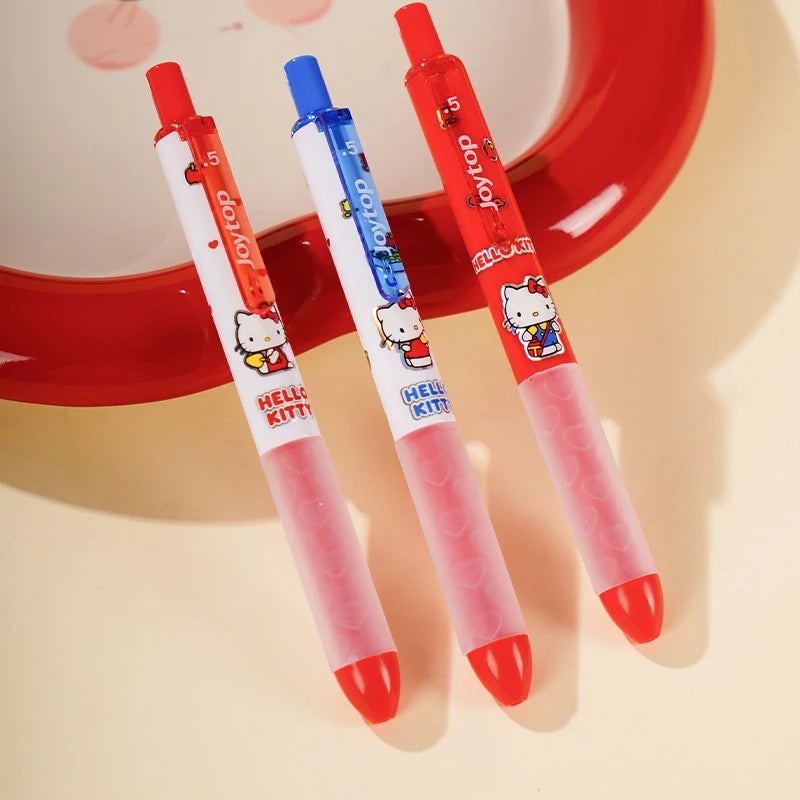 Hello Kitty Push-Button 0.5mm Gel Pen Stylish Cartoon-Style Black Gel Pen for Students Qme