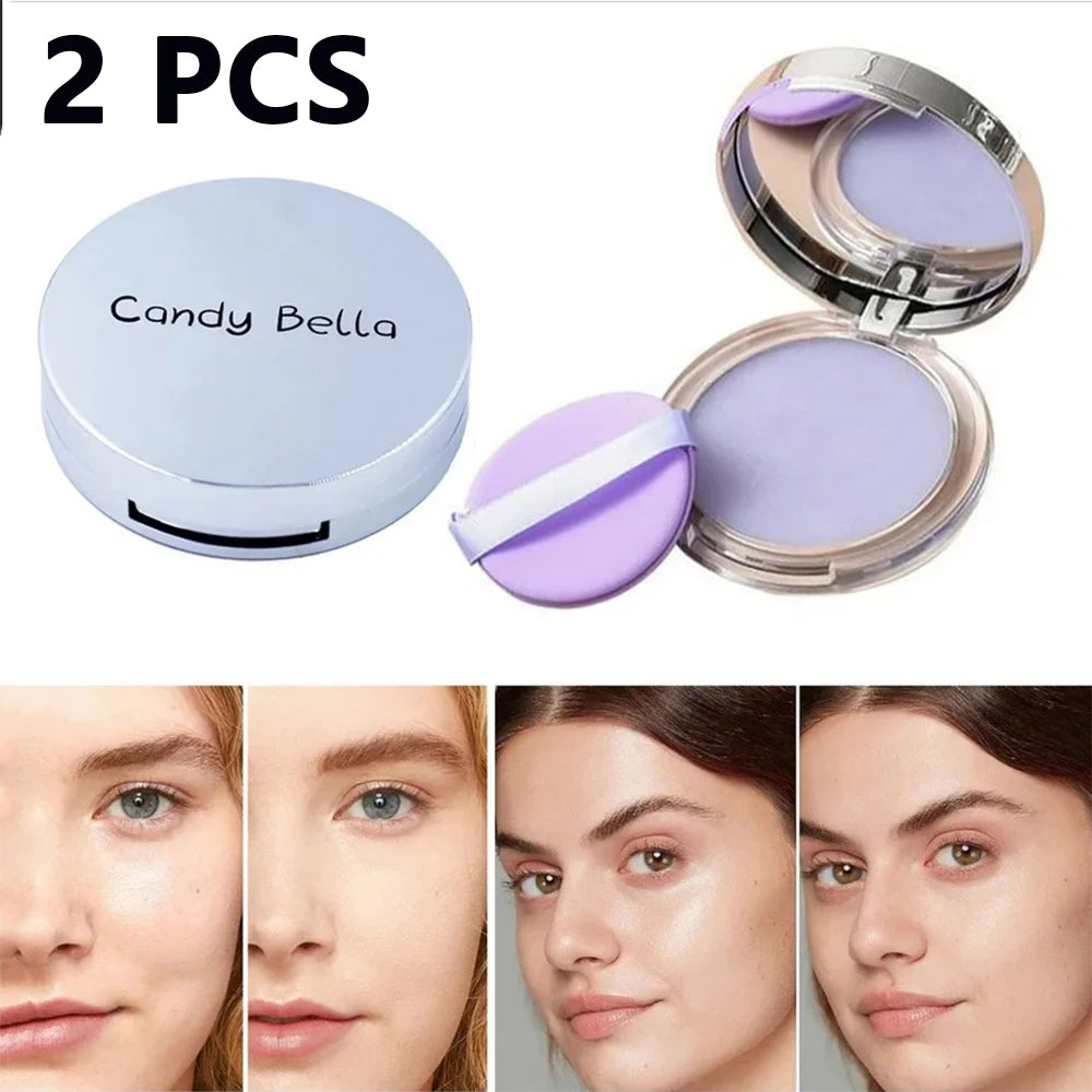 Lavender Pressed Powder Matte Powder Lasting Oil Control Full Coverage Face Compact Setting Powder Makeup Foundation Cosmetics Qme 2PCS