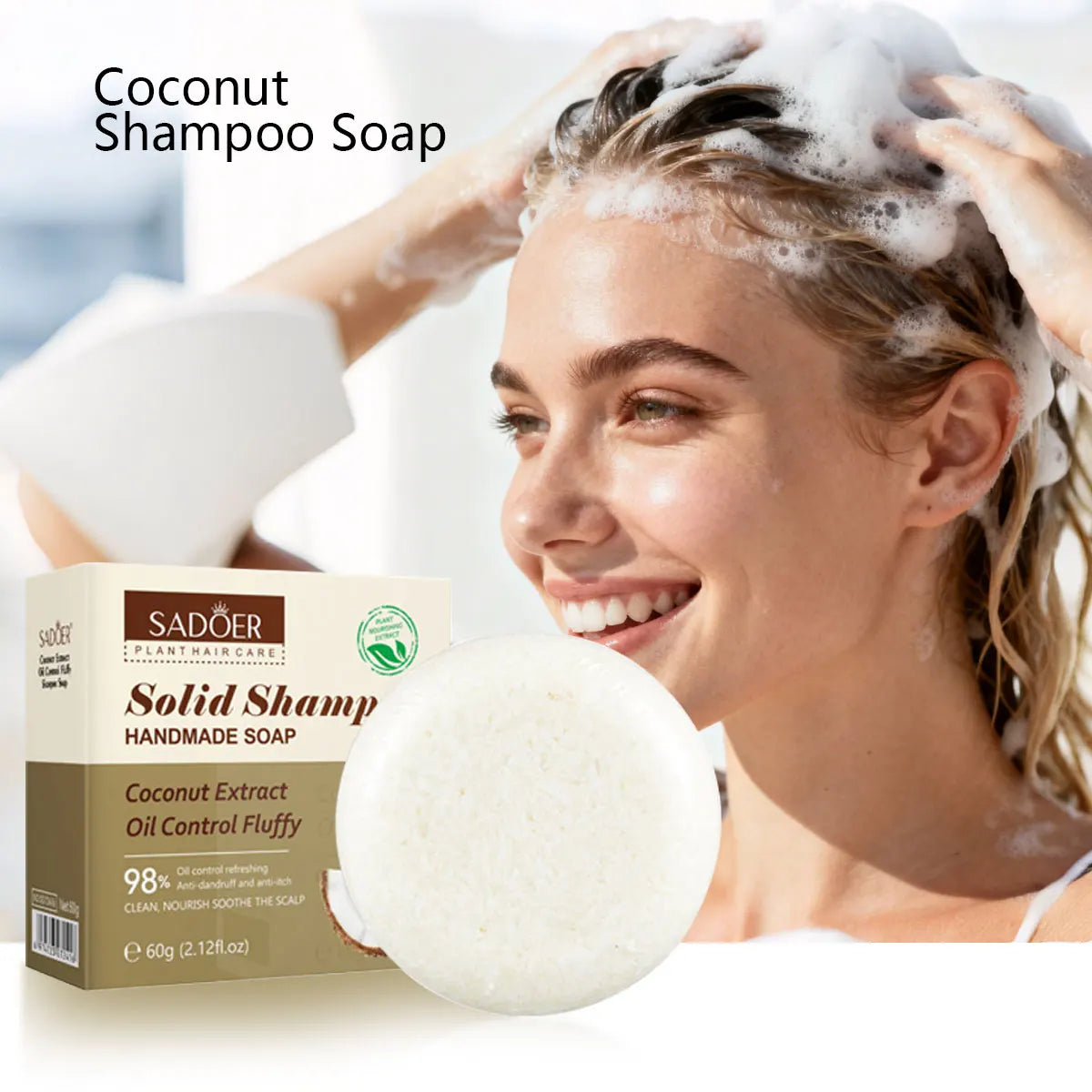 Coconut Natural Fragrance Shampoo Soap Moisturizes Fluffy Smooth Deep Qme Coconut 60g