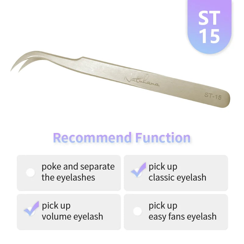 NATUHANA Anti-static Eyelash Extension Tweezer Gold Stainless Steel Qme ST-15