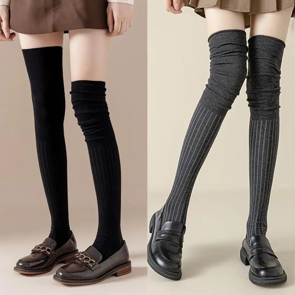 Winter Warm Long Socks Tube Thick High Tube Over Knee Knee-Length Hosiery Socks Terry Solid Color Women Thicken Calf Socking Qme