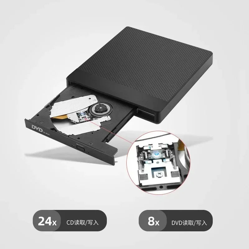 Slim USB 3.0 Dvd Burner, Dvd Portatil, External DVD Writer, Drive Burner, Reader Player, Optical Drives for Laptop PC Qme