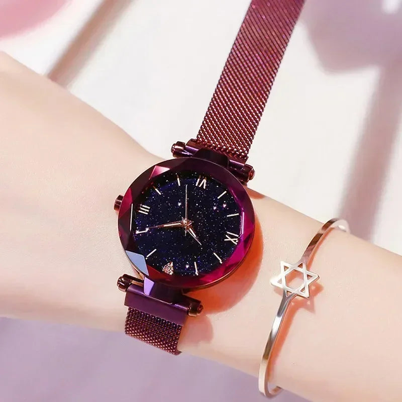 Luxury Starry Sky Women Watches Magnetic Mesh Belt Band Watch Women's Fashion Dress Wristwatch Zegarek Damski Reloj Mujer Qme