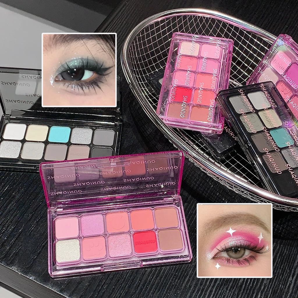 10-Color Eyeshadow Palette Colorful Matte Shimmer Pigment Smooth Qme