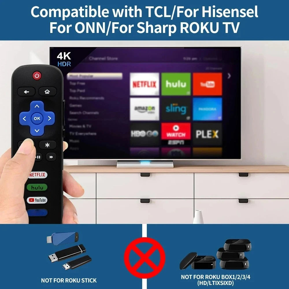 Universal Remote Control for Roku Series TV NETFLIX HD XD XS Streaming Player with Vudu Pandora Youtube Keys Infrared Controller Qme