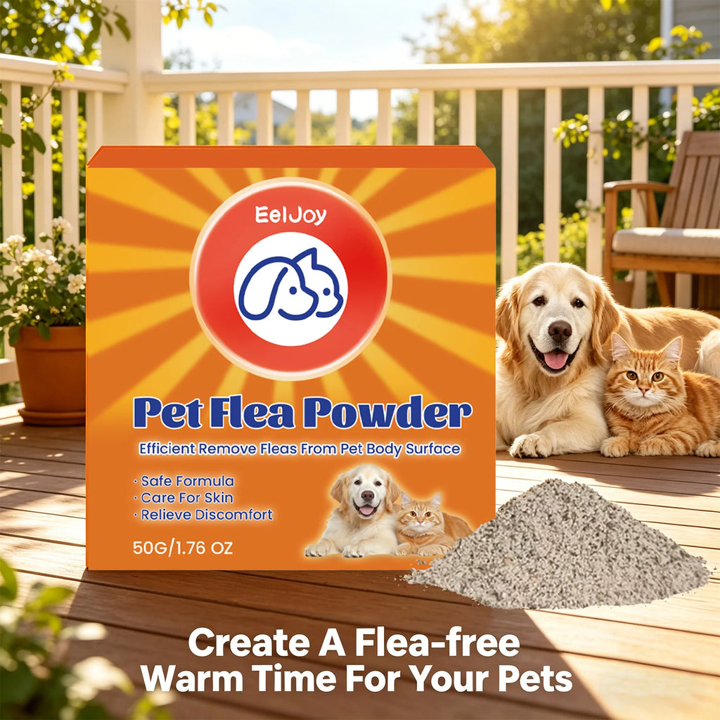Pet Flea Powder Remove Fleas Ticks & Lice Relieves Itching Skin Discomfort Non-toxic Natural Formula Dogs Pest Repellent Powder Qme
