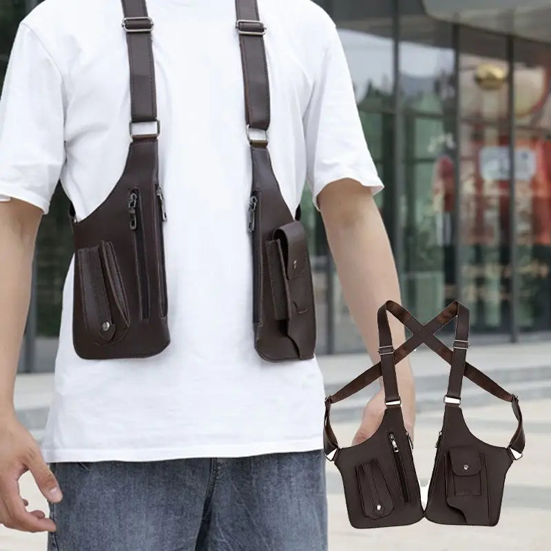 Double Shoulder Strap Multi-pocket Outdoor Anti-theft Tactical Qme