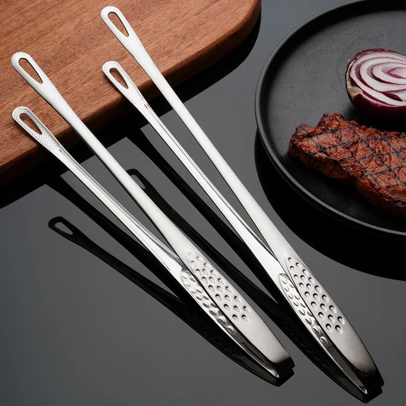 2Pcs Kitchen Tongs Barbecue Grill Tongs Stainless Steel Cooking Tweezers Food Meat Tongs Clip BBQ Tools Kitchen Gadgets. Qme