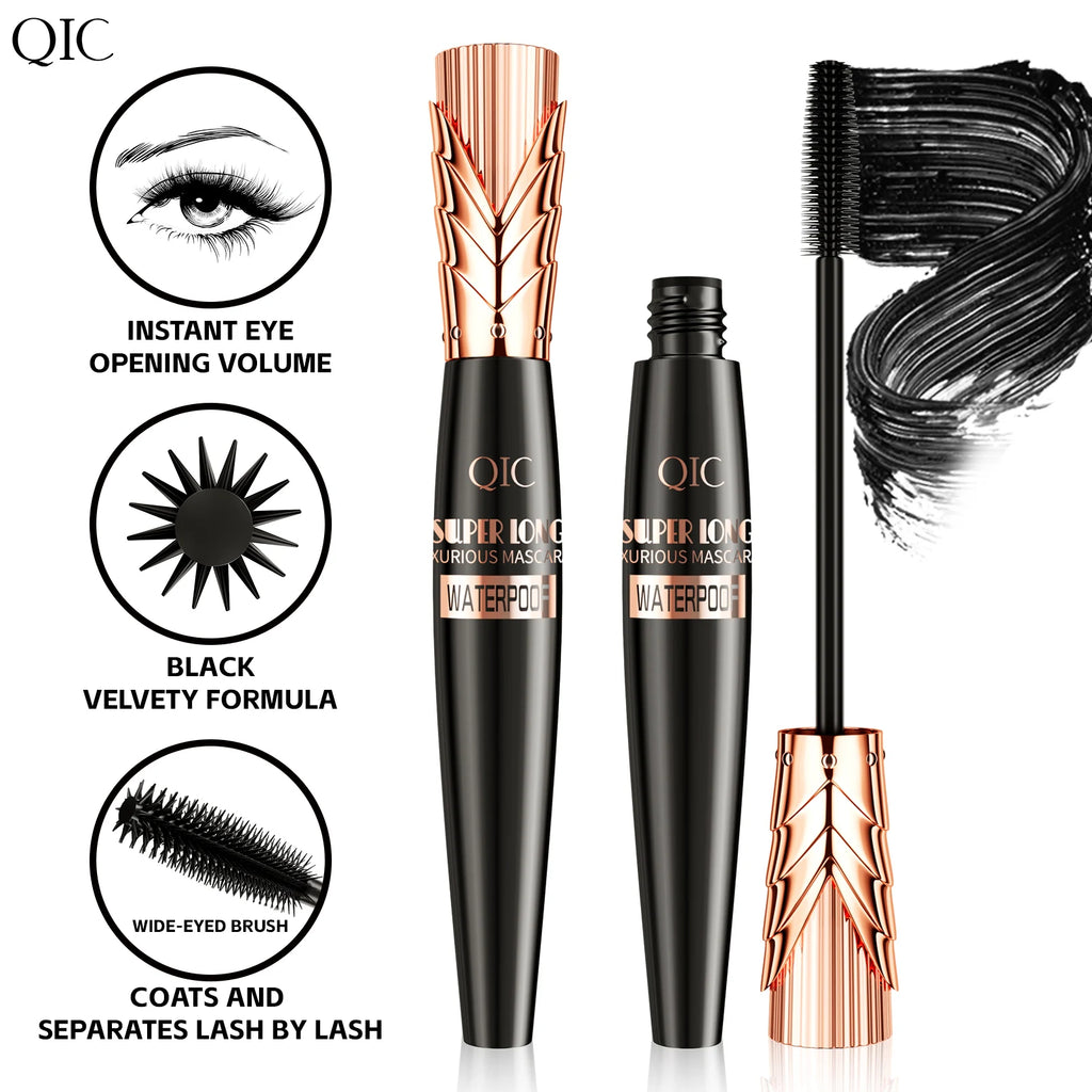 5D Black Waterproof Mascara Lengthens Eyelashes Extension Thick Silk Fiber Mascara Female Makeup Eye Cosmetics Tools for Gifts Qme