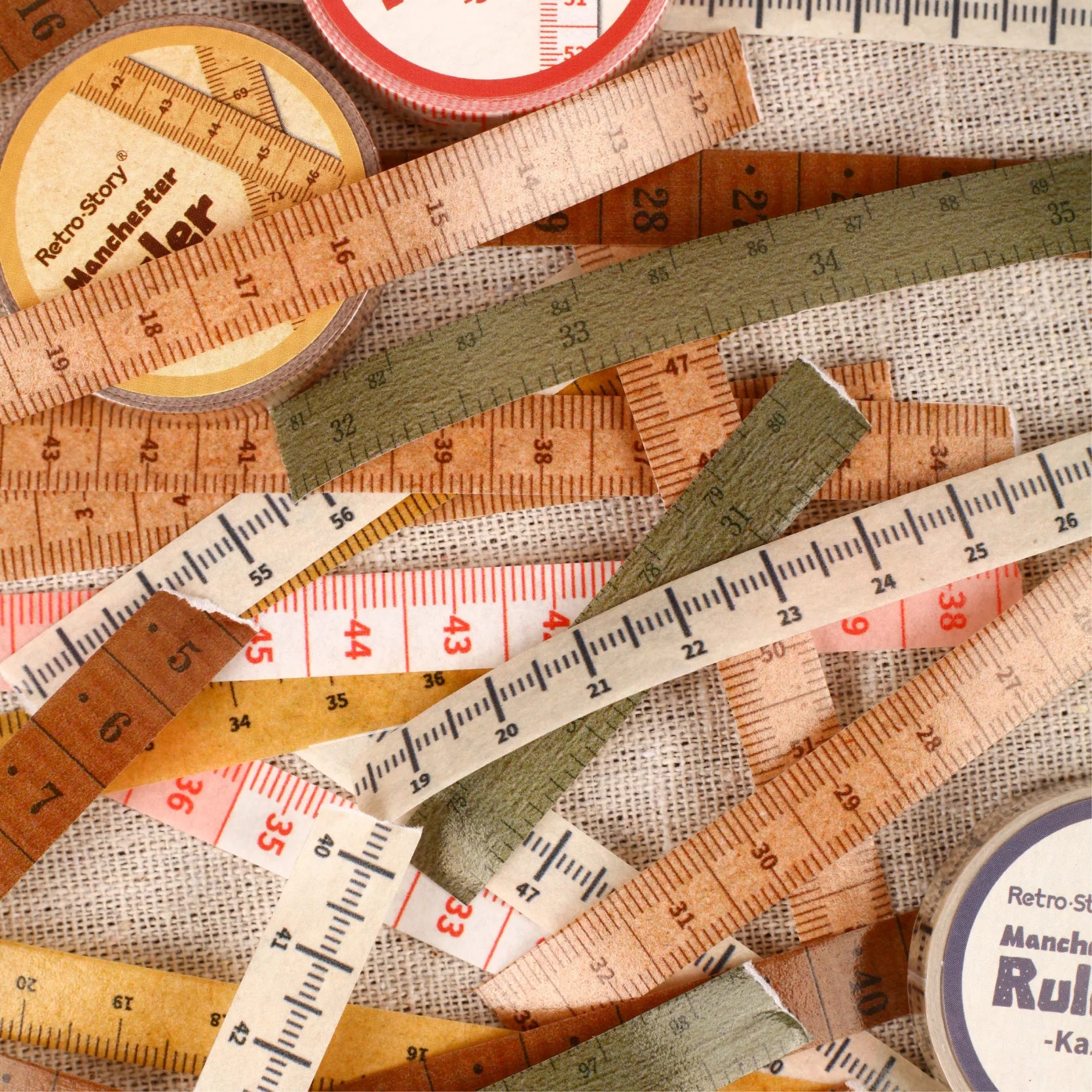 1 Roll Vintage Measuring Tape Theme Washi Tape for Journal Scrapbooking DIY Collage Art Phone Case Decoration Qme