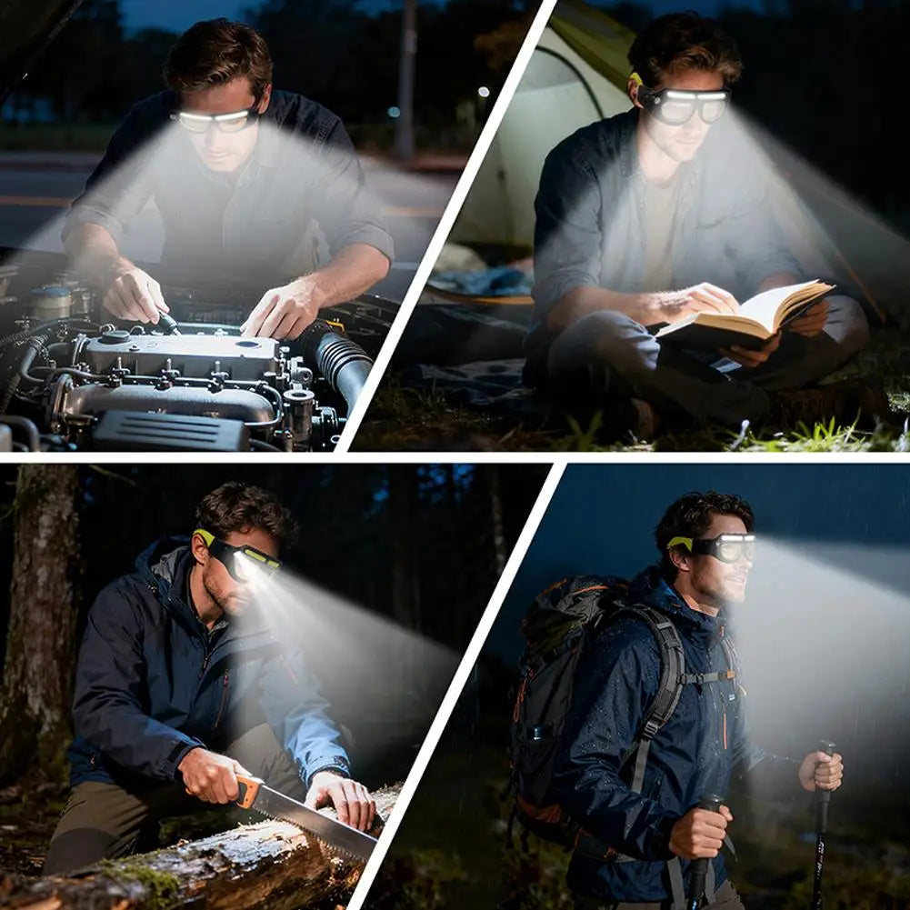 LED Glasses Rechargeable Headlight Motion Sensor 5Modes Light Up Car Qme