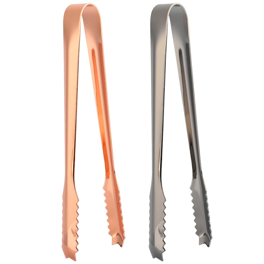 Stainless Steel Ice Tongs Food Serving Tongs with Serrated Tips Non Slip Kitchen BBQ Bar Buffet Restaurant Party Ice Cube Clip Qme