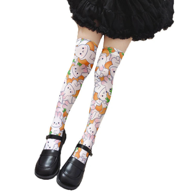 Girls Cute Bunny Stockings Cartoon Two-dimensional Female Universal Qme style4 One Size