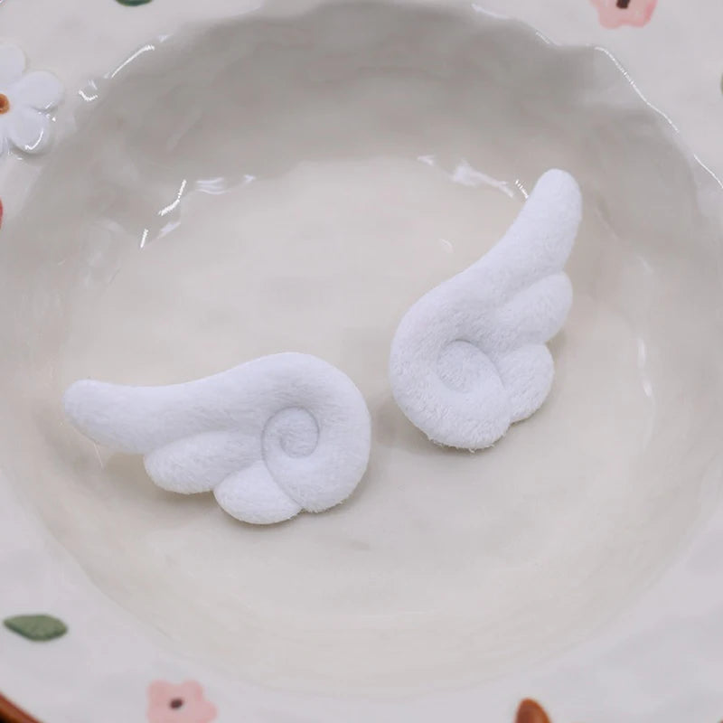 1 Pair Angel Wings Brooch Japanese Sweet Y2K Plush Bag Hat Clothes Qme