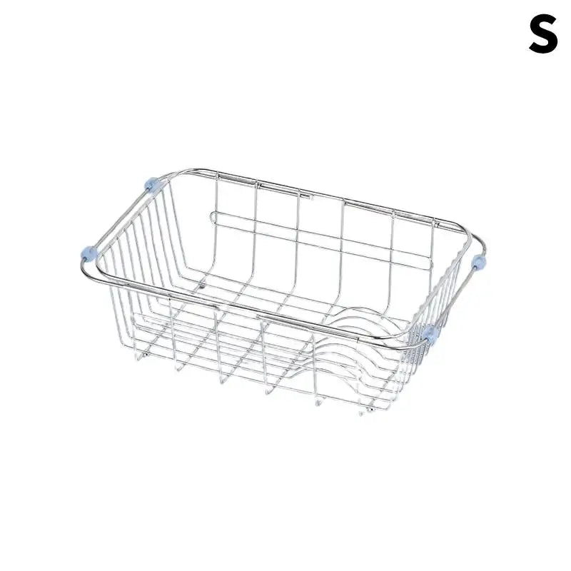 Extendable Sink Drainer Dish Vegetable Fruit Washing Basket Kitchen Qme Silver S