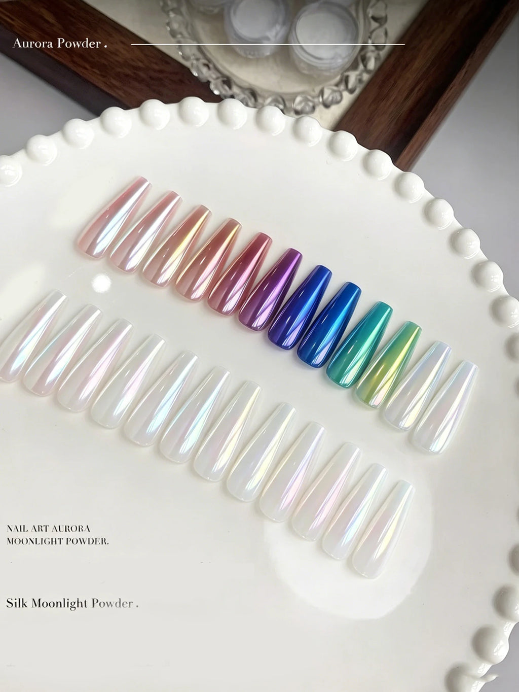 10-piece Aurora Ice Skin Powder Mermaid Chrome Nail Glitter Moonlight Qme