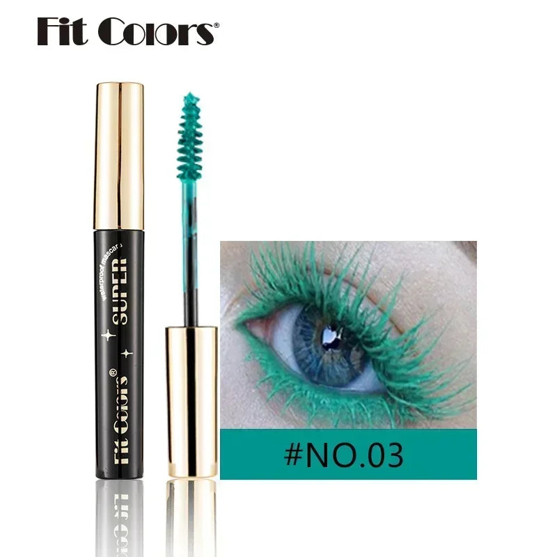 Color Mascara 14 Thick Curl Waterproof Non-smudding Natural Long Lasting Blue White Green Pink Black Eye Makeup Qme 03