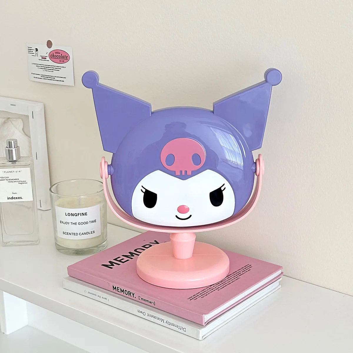 Kuroomi-Style Desktop Makeup Mirror Creative and Cute Cartoon-Themed Rotating Touch-Up Mirror Qme 3