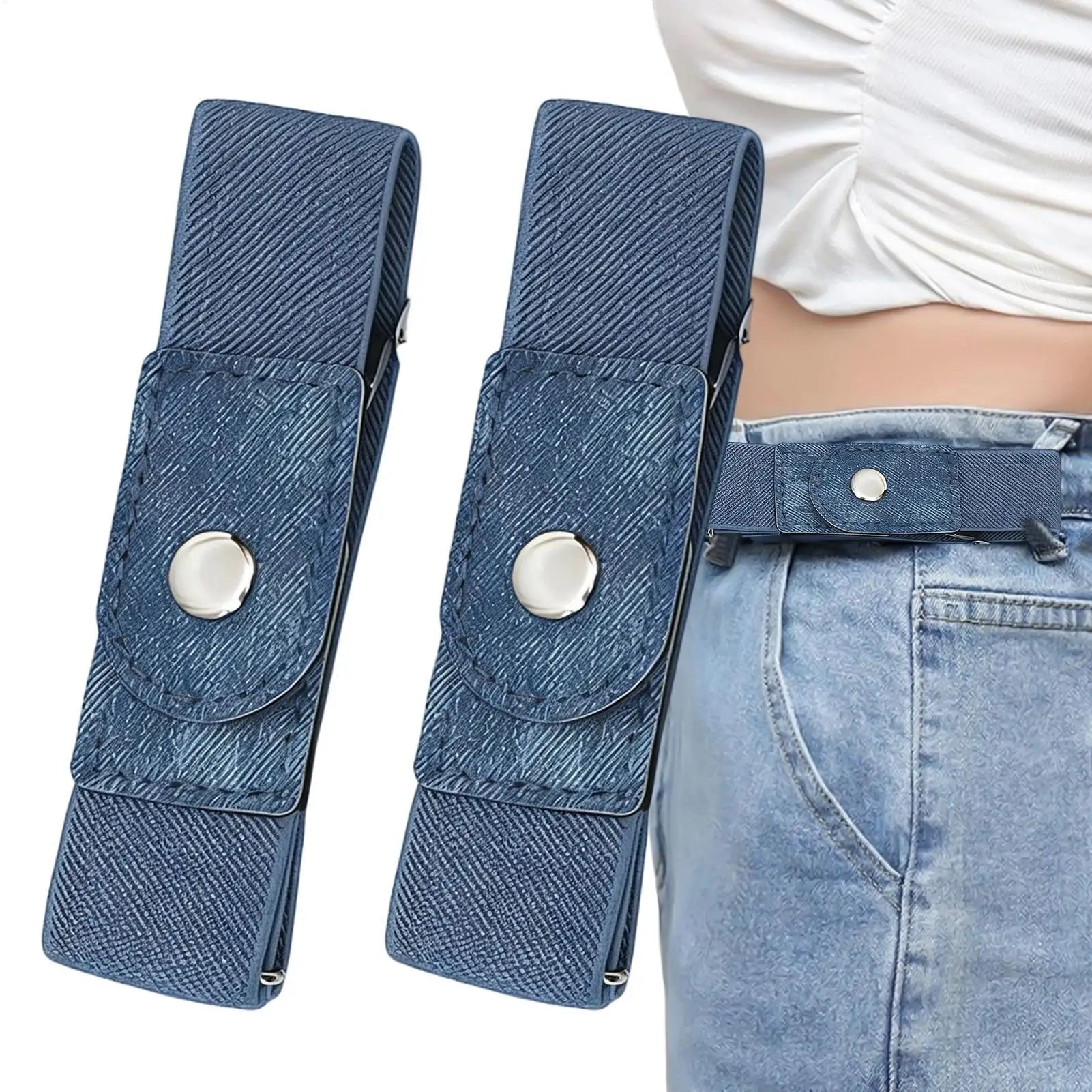 No Buckle Belt Women 1 Pair Elastic Adjustable Strap Buckleless Belt Men for Casual Work Jeans Pants Dresses Golf Waist Qme