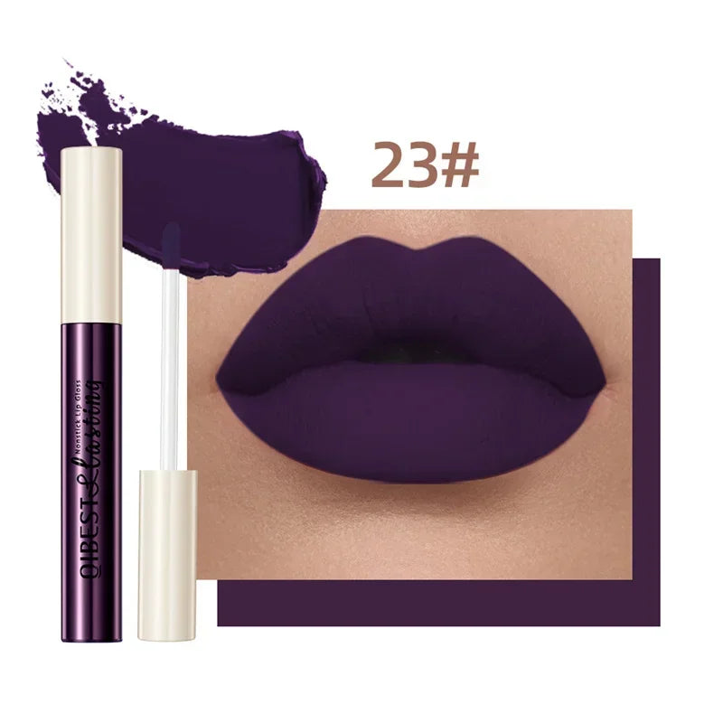 QIBEST 24 Colors Matte Liquid Lipstick Waterproof Long Lasting Velvet